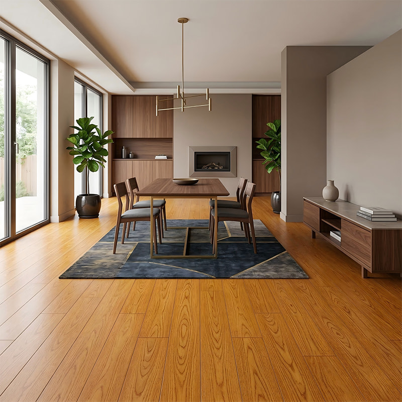 Lantai Kayu Pepejal Matte Oak Coklat Muda Kuning