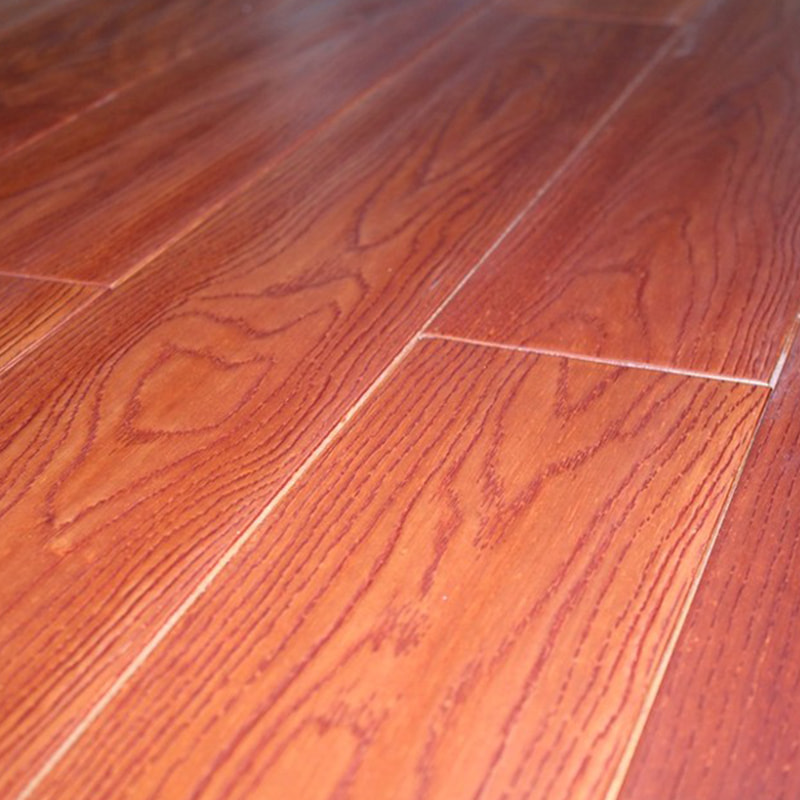 Lantai Kayu Pepejal Berkilat Tinggi Oak Merah Coklat